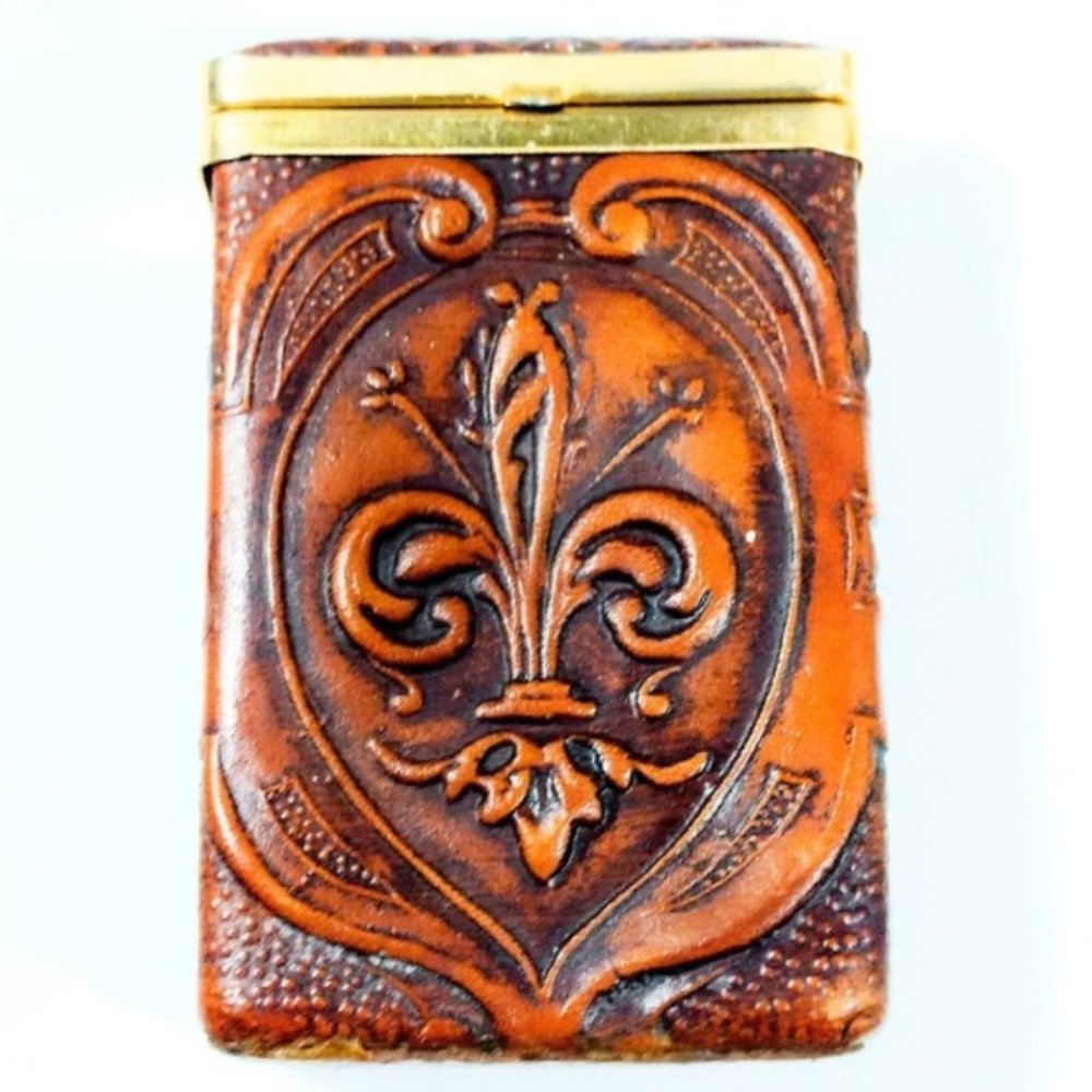 Rare Antique Tooled Leather Italian Cigarette Case